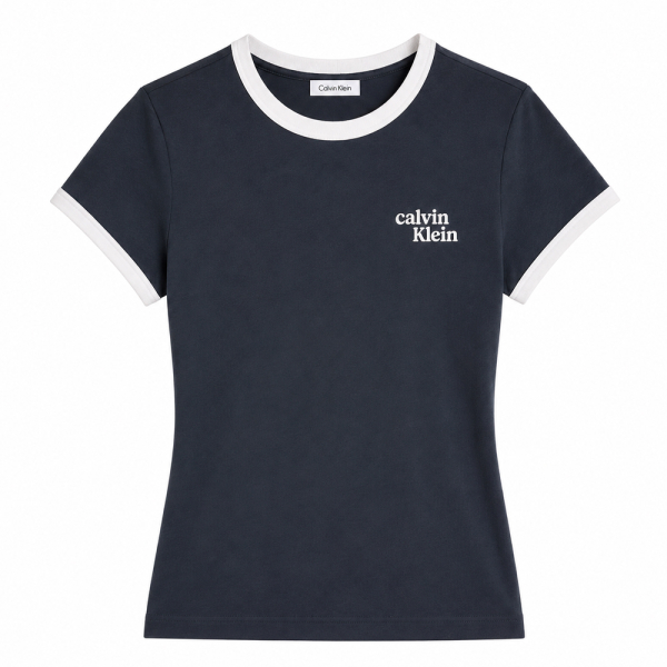 Calvin Klein T-shirts hauts et polos Bleu marine - T-shirt col rond avec logo brod - S - Ref 45 €